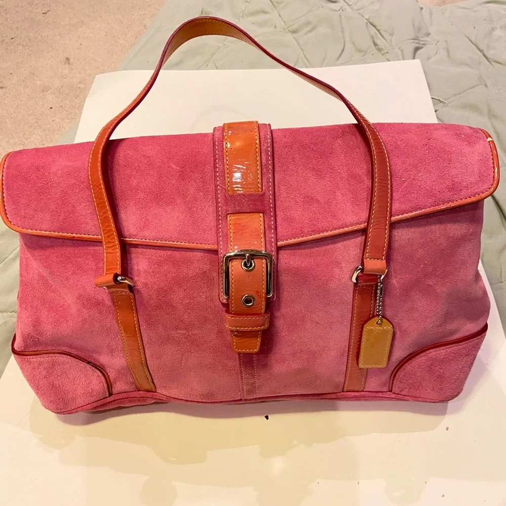 Coach | Bags | Coach Hot Pink Suede Hobo Handbag K4q927 | Poshmark